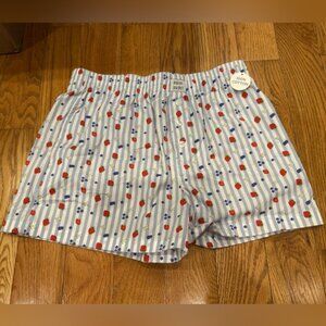 BLUE STRIPED BERRY PRINT BOXER SHORTS